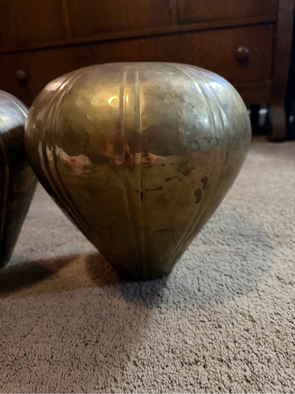 Brass Accent Vase - Gold Decorative Home Accent. Set of 2